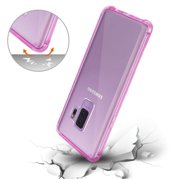 Reiko Samsung Galaxy S9 Plus Clear Bumper Case With Air Cushion Protection In Clear Hot Pink - Image 3
