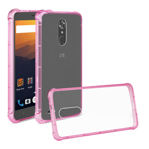 Reiko Zte Max Xl/ N9560 Clear Bumper Case With Air Cushion Protection In Clear Hot Pink - Image 2