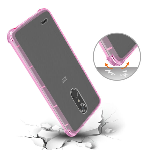 Reiko Zte Max Xl/ N9560 Clear Bumper Case With Air Cushion Protection In Clear Hot Pink - Image 3