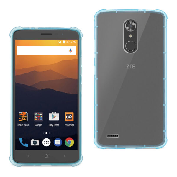 Reiko Zte Max Xl/ N9560 Clear Bumper Case With Air Cushion Protection In Clear Navy