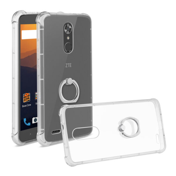 Reiko Zte Max Xl/ N9560 Transparent Air Cushion Protector Bumper Case With Ring Holder In Clear - Image 2