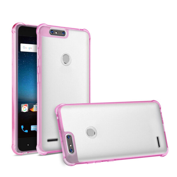 Reiko ZTE Blade Z MAX/Z982/ZTE Sequoia Clear Bumper Case With Air Cushion Protection In Clear Hot Pink - Image 2