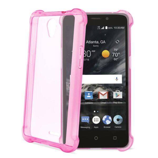Reiko Zte Maven 2/ Chapel (Z831) Clear Bumper Case With Air Cushion Protection In Clear Hot Pink - Image 2
