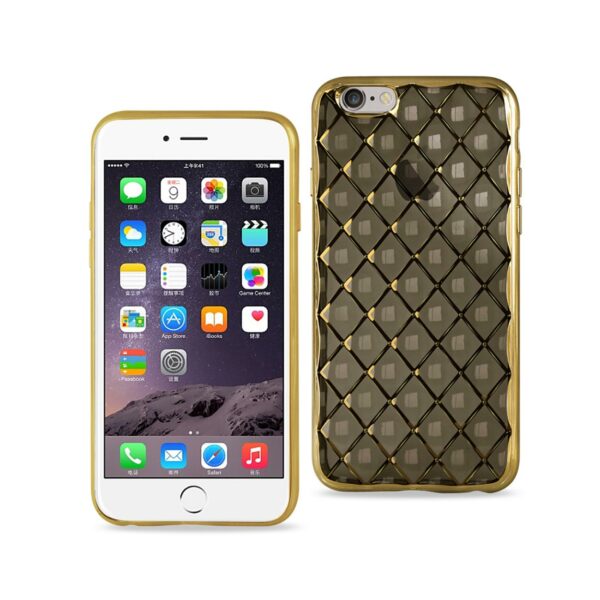REIKO IPHONE 6S FLEXIBLE 3D RHOMBUS PATTERN TPU CASE WITH SHINY FRAME IN BLACK