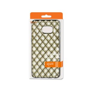 REIKO SAMSUNG GALAXY S6 EDGE PLUS FLEXIBLE 3D RHOMBUS PATTERN TPU CASE WITH SHINY FRAME IN CLEAR - Image 4