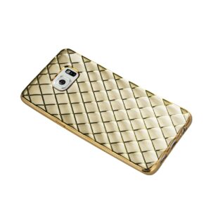 REIKO SAMSUNG GALAXY S6 EDGE PLUS FLEXIBLE 3D RHOMBUS PATTERN TPU CASE WITH SHINY FRAME IN GOLD - Image 2