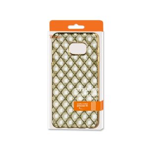REIKO SAMSUNG GALAXY S6 EDGE PLUS FLEXIBLE 3D RHOMBUS PATTERN TPU CASE WITH SHINY FRAME IN GOLD - Image 4