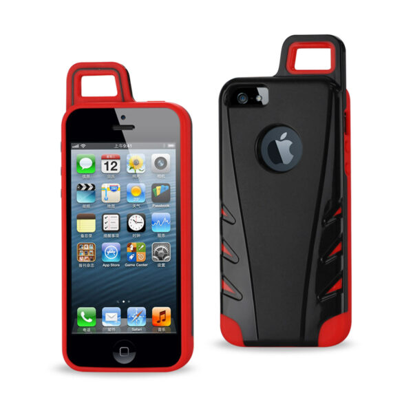 REIKO IPHONE 5/5S/SE DROPPROOF WORKOUT HYBRID CASE WITH HOOK IN BLACK RED