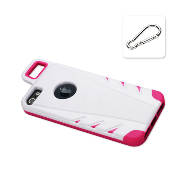 REIKO IPHONE 5/5S/SE DROPPROOF WORKOUT HYBRID CASE WITH HOOK IN WHITE PINK - Image 2