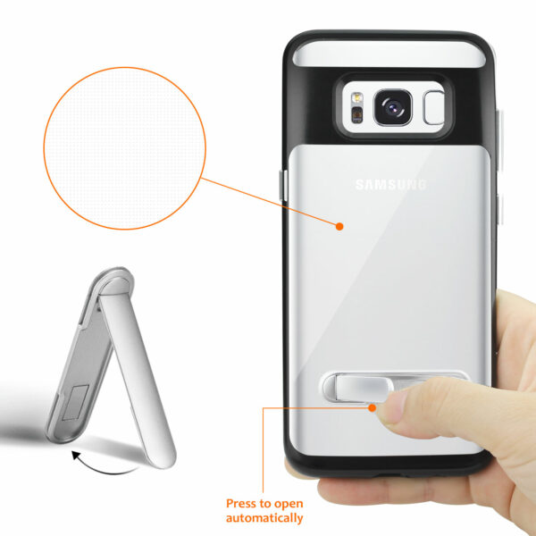 REIKO SAMSUNG GALAXY S8 EDGE/ S8 PLUS TRANSPARENT BUMPER CASE WITH KICKSTAND AND MATTE INNER FINISH IN CLEAR BLACK - Image 3