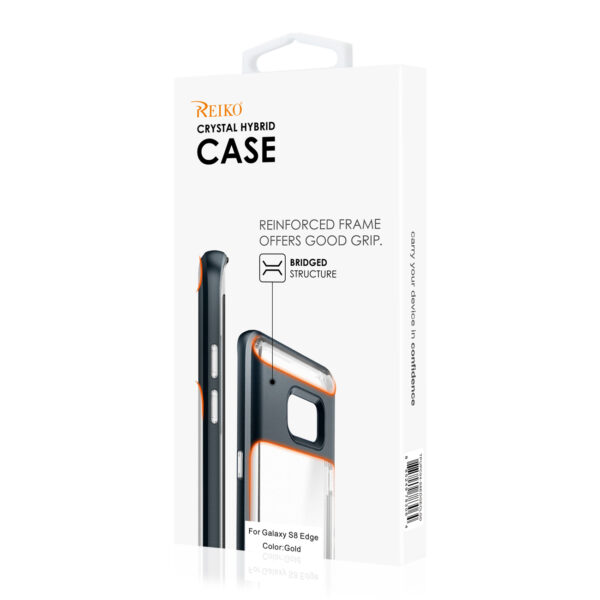 REIKO SAMSUNG GALAXY S8 EDGE/ S8 PLUS TRANSPRANT BUMPER CASE WITH KICKSTAND IN CLEAR GOLD - Image 4