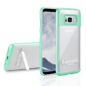 REIKO SAMSUNG GALAXY S8 EDGE/ S8 PLUS TRANSPARENT BUMPER CASE WITH KICKSTAND AND MATTE INNER FINISH IN CLEAR GREEN - Image 2