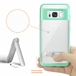 REIKO SAMSUNG GALAXY S8 EDGE/ S8 PLUS TRANSPARENT BUMPER CASE WITH KICKSTAND AND MATTE INNER FINISH IN CLEAR GREEN - Image 3