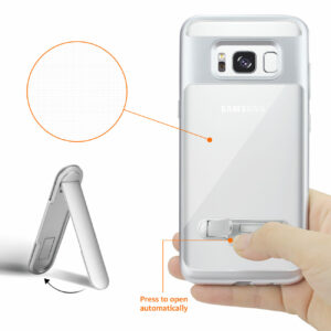 REIKO SAMSUNG GALAXY S8 EDGE/ S8 PLUS TRANSPARENT BUMPER CASE WITH KICKSTAND AND MATTE INNER FINISH IN CLEAR SILVER - Image 3