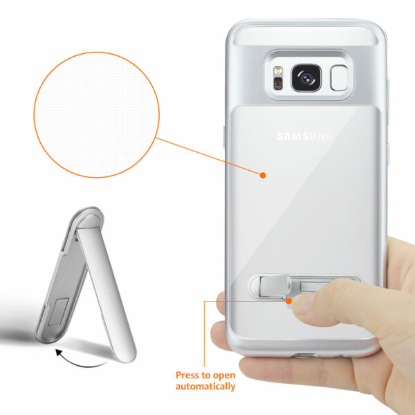 REIKO SAMSUNG GALAXY S8 EDGE/ S8 PLUS TRANSPARENT BUMPER CASE WITH KICKSTAND AND MATTE INNER FINISH IN CLEAR SILVER - Image 3