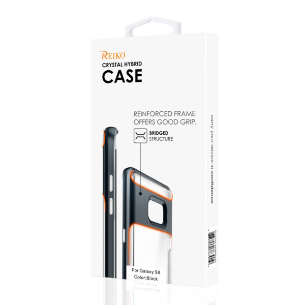 REIKO SAMSUNG GALAXY S8/ SM TRANSPARENT BUMPER CASE WITH KICKSTAND AND MATTE INNER FINISH IN CLEAR BLACK - Image 4