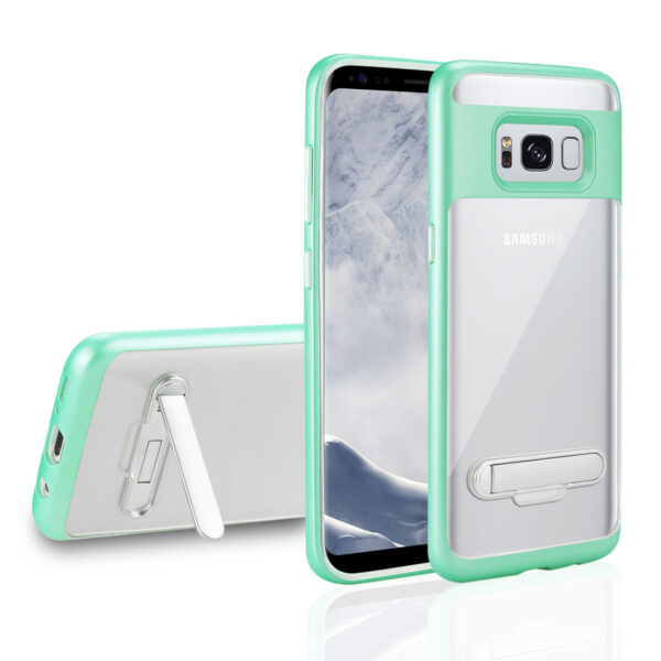REIKO SAMSUNG GALAXY S8/ SM TRANSPARENT BUMPER CASE WITH KICKSTAND AND MATTE INNER FINISH IN CLEAR GREEN - Image 2
