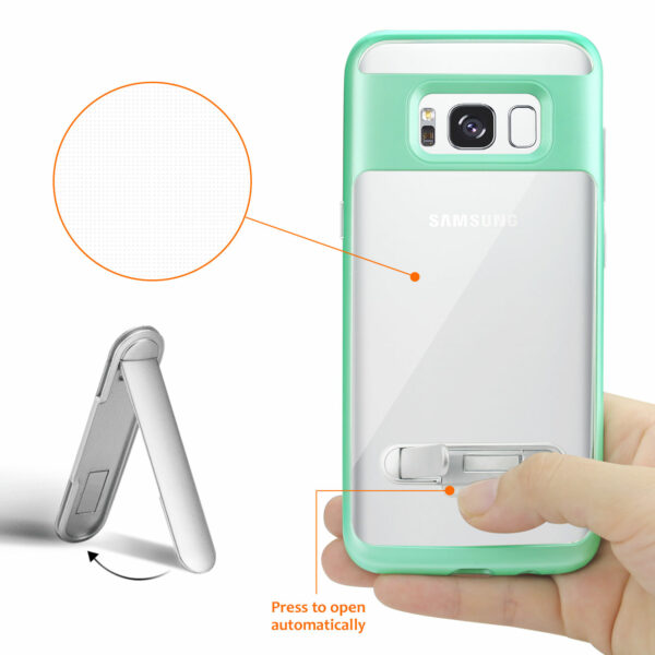REIKO SAMSUNG GALAXY S8/ SM TRANSPARENT BUMPER CASE WITH KICKSTAND AND MATTE INNER FINISH IN CLEAR GREEN - Image 3