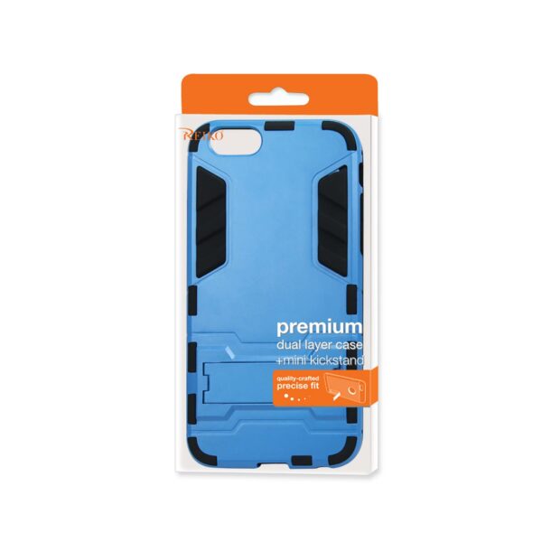 REIKO IPHONE 6 PLUS HYBRID METALLIC CASE WITH KICKSTAND IN BLACK BLUE - Image 4