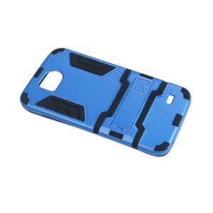 REIKO ZTE OVERTURE 2 HYBRID METALLIC CASE WITH KICKSTAND IN BLACK BLUE - Image 3