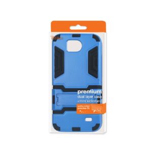 REIKO ZTE OVERTURE 2 HYBRID METALLIC CASE WITH KICKSTAND IN BLACK BLUE - Image 4