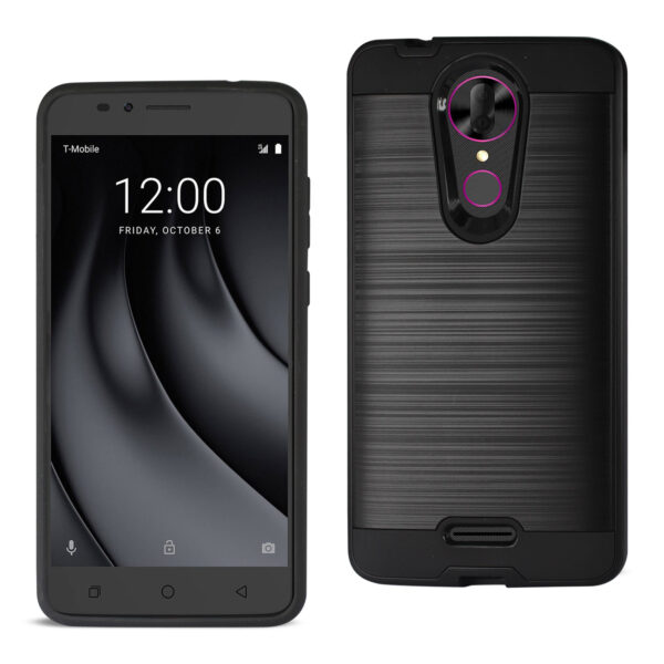 Reiko Coolpad REVVL Plus Hybrid Metal Brushed Texture Case In Black