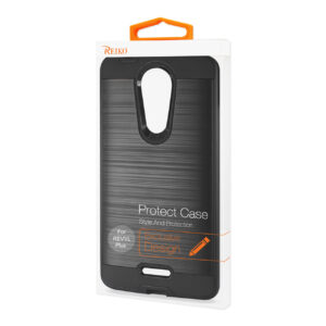 Reiko Coolpad REVVL Plus Hybrid Metal Brushed Texture Case In Black - Image 4