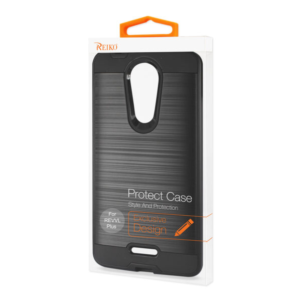 Reiko Coolpad REVVL Plus Hybrid Metal Brushed Texture Case In Black - Image 4