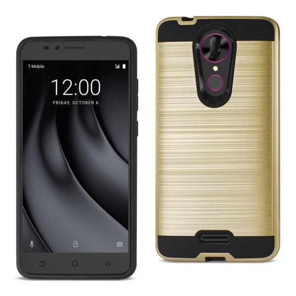 Reiko Coolpad REVVL Plus Hybrid Metal Brushed Texture Case In Gold