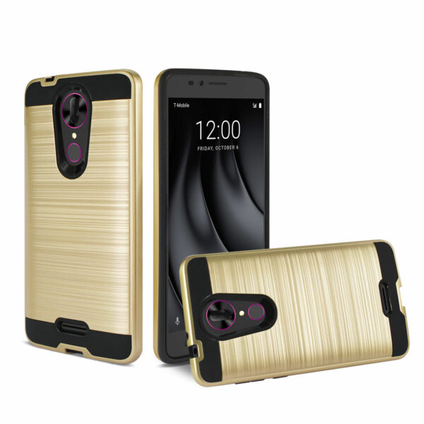 Reiko Coolpad REVVL Plus Hybrid Metal Brushed Texture Case In Gold - Image 2