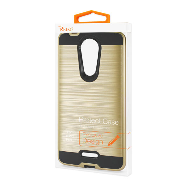 Reiko Coolpad REVVL Plus Hybrid Metal Brushed Texture Case In Gold - Image 4