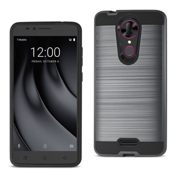 Reiko Coolpad REVVL Plus Hybrid Metal Brushed Texture Case In Gray