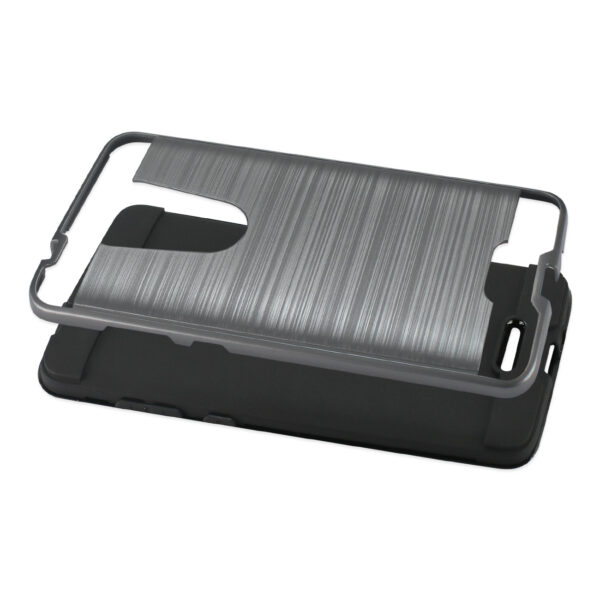 Reiko Coolpad REVVL Plus Hybrid Metal Brushed Texture Case In Gray - Image 3