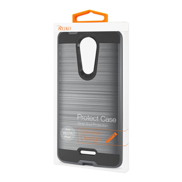 Reiko Coolpad REVVL Plus Hybrid Metal Brushed Texture Case In Gray - Image 4