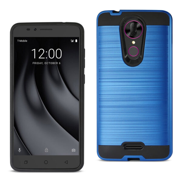Reiko Coolpad REVVL Plus Hybrid Metal Brushed Texture Case In Navy