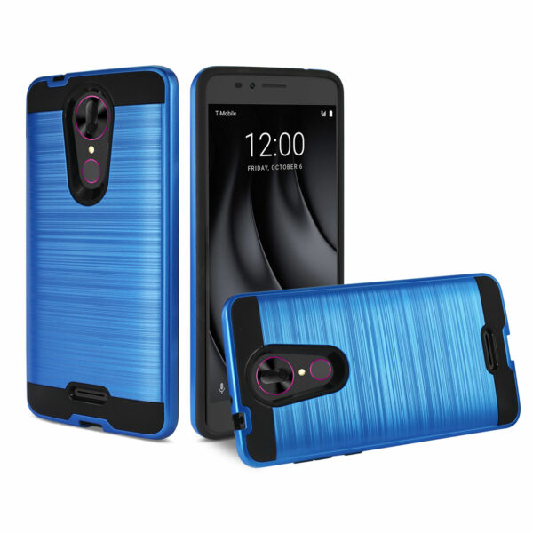 Reiko Coolpad REVVL Plus Hybrid Metal Brushed Texture Case In Navy - Image 2
