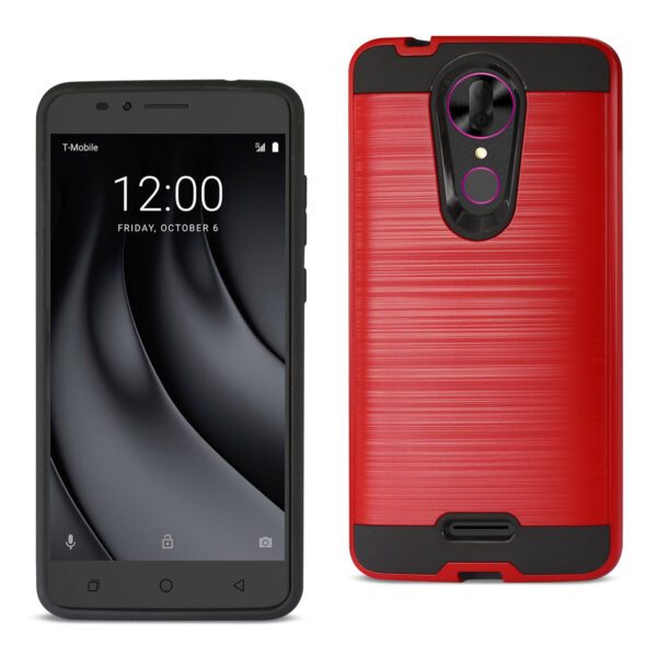 Reiko Coolpad REVVL Plus Hybrid Metal Brushed Texture Case In Red