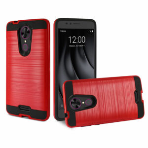 Reiko Coolpad REVVL Plus Hybrid Metal Brushed Texture Case In Red - Image 2