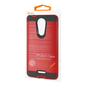 Reiko Coolpad REVVL Plus Hybrid Metal Brushed Texture Case In Red - Image 4
