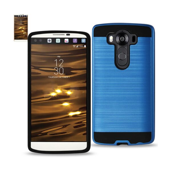 REIKO LG V10 HYBRID METAL BRUSHED TEXTURE CASE IN NAVY