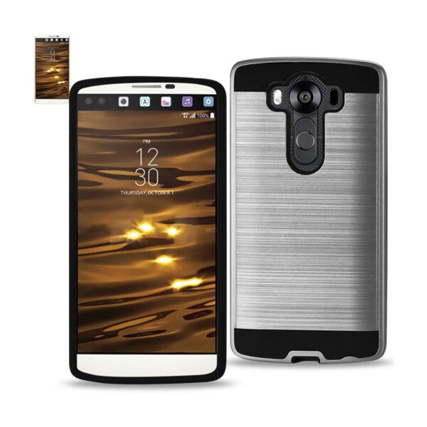 REIKO LG V10 HYBRID METAL BRUSHED TEXTURE CASE IN SILVER