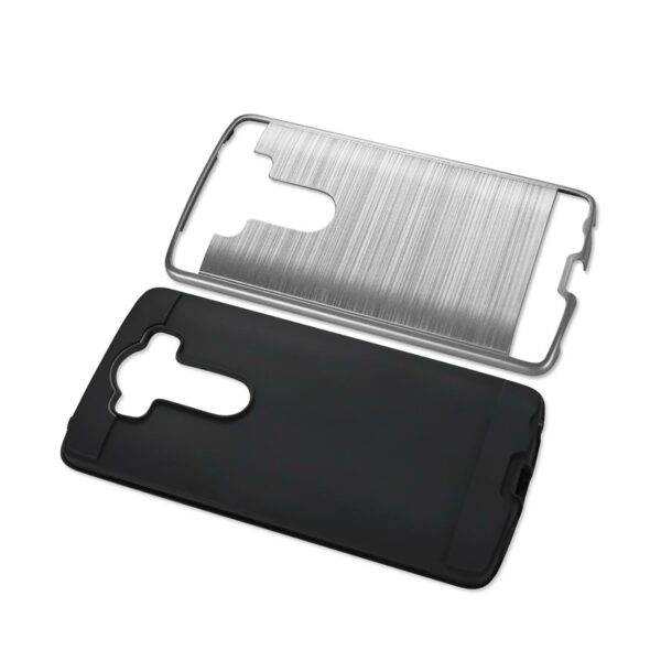 REIKO LG V10 HYBRID METAL BRUSHED TEXTURE CASE IN SILVER - Image 2