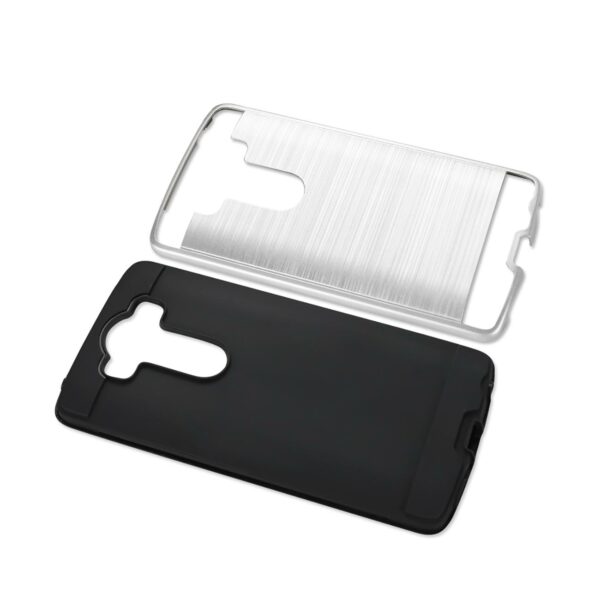 REIKO LG V10 HYBRID METAL BRUSHED TEXTURE CASE IN WHITE - Image 2