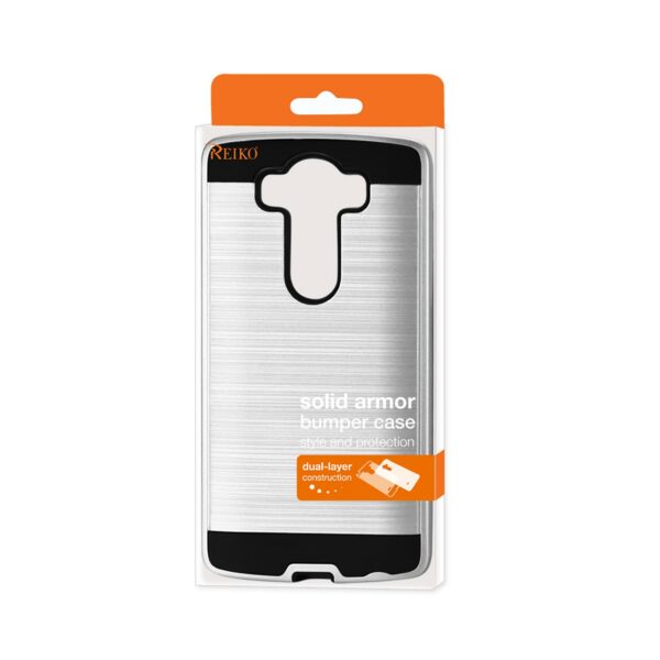 REIKO LG V10 HYBRID METAL BRUSHED TEXTURE CASE IN WHITE - Image 4