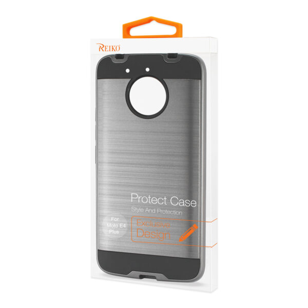 Reiko Motorola Moto E4 Plus Hybrid Metal Brushed Texture Case In Gray - Image 4