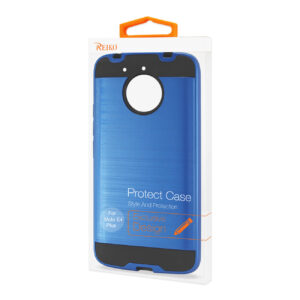 Reiko Motorola Moto E4 Plus Hybrid Metal Brushed Texture Case In Navy - Image 4