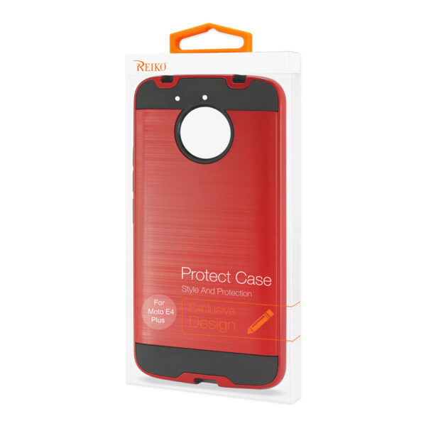 Reiko Motorola Moto E4 Plus Hybrid Metal Brushed Texture Case In Red - Image 4