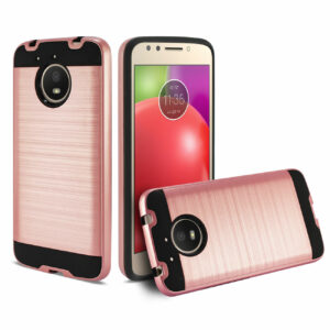 Reiko Motorola Moto E4 Plus Hybrid Metal Brushed Texture Case In Rose Gold - Image 2