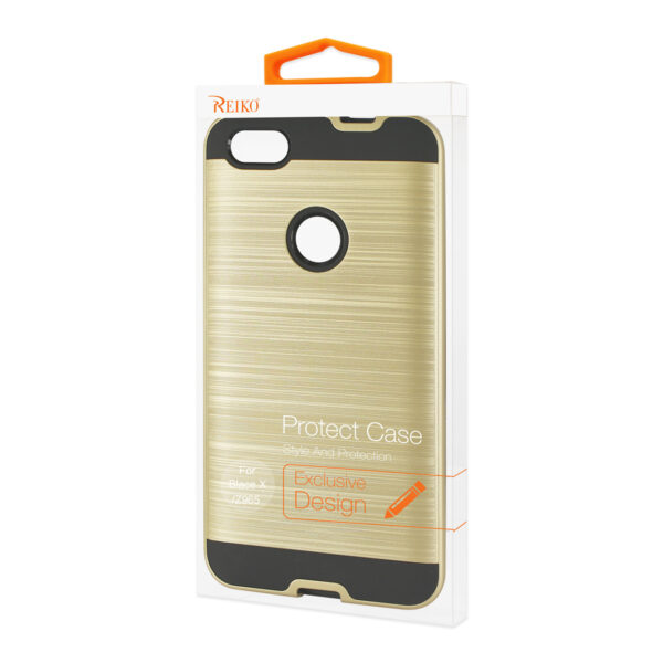 Reiko ZTE Blade X / Z965 Hybrid Metal Brushed Texture Case In Gold - Image 4