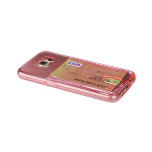 REIKO SAMSUNG GALAXY S6REIKO SEMI CLEAR CASE WITH CARD HOLDER IN CLEAR HOT PINK - Image 2